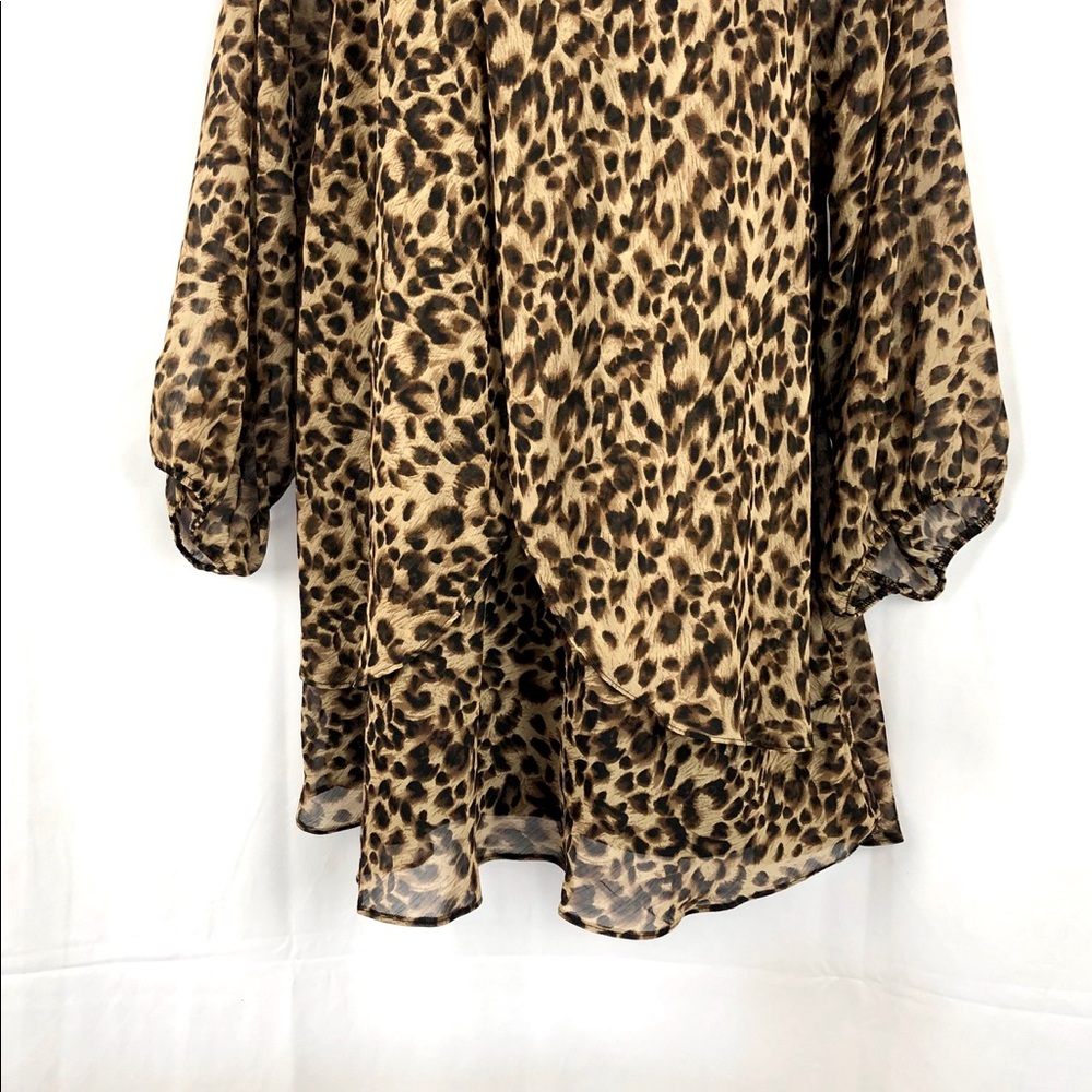 Roz & Ali sheer overlay leopard top 3X - Picture 5 of 6